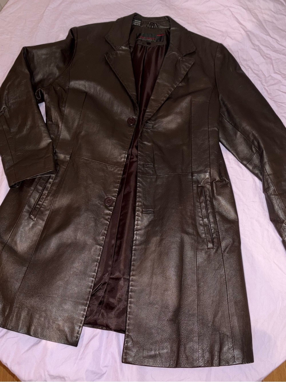 Vintage Phase Two Espresso Brown Genuine Leather Car Coat - Size Large